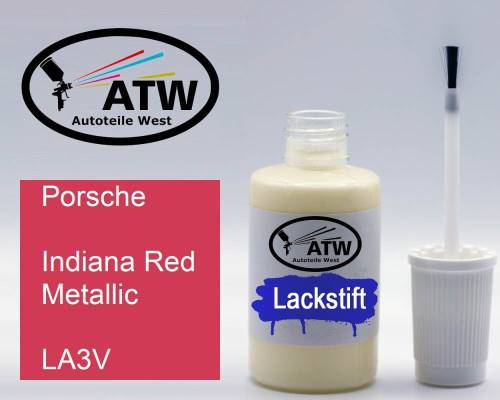 Porsche, Indiana Red Metallic, LA3V: 20ml Lackstift, von ATW Autoteile West.